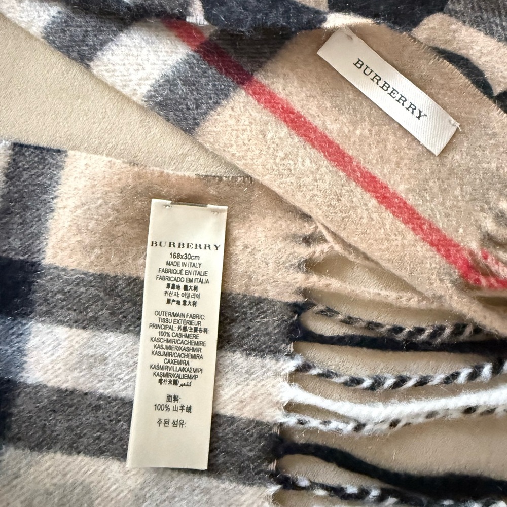 Burberry Cashmere Giant Check Animal Printed Scarf Camel - Picture 2 of 4